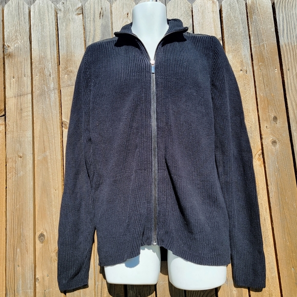 Kenneth Cole New York Black Men's Full Zip Knit Sweater Jacket M Medium - Picture 4 of 16